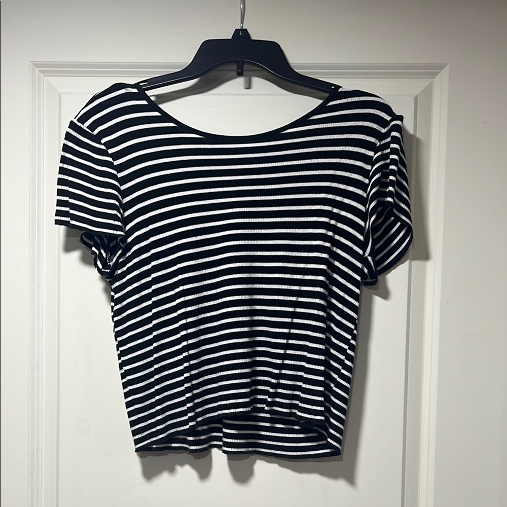 Black and White Striped Women's Top